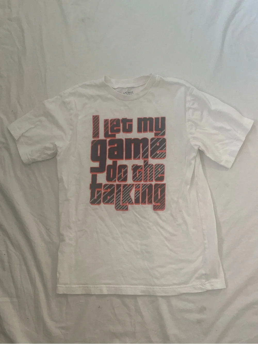 Place White T-Shirt with Red and Black Graphic